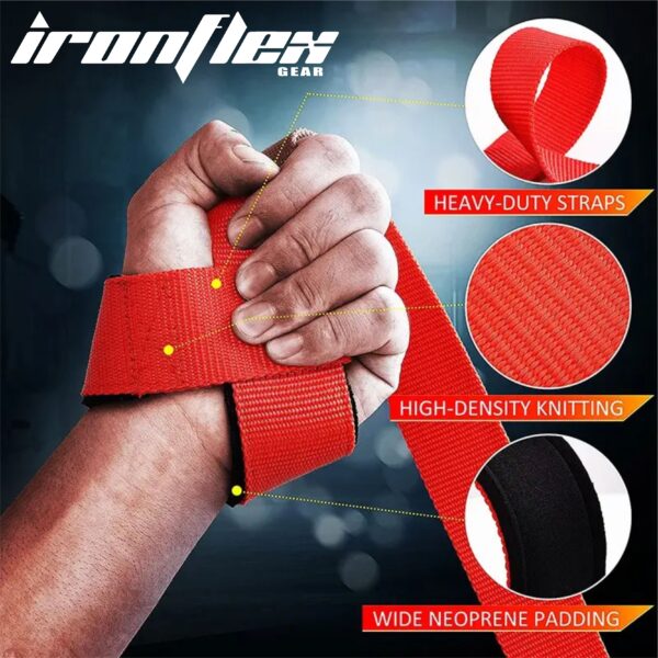 Weight Lifting Straps Red - Image 3